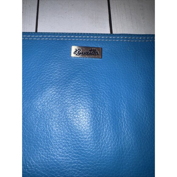 Buxton Blue Soft Leather Zip Closure Large Wallet 9x4” EUC - Picture 2 of 7